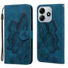 For Redmi Note 14 5G Retro Skin Feel Butterflies Embossing Horizontal Flip Leather Phone Case(Blue) - 1