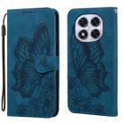 For Redmi Note 14 Pro 5G Retro Skin Feel Butterflies Embossing Horizontal Flip Leather Phone Case(Blue) - 1