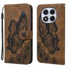 For Redmi Note 14 Pro 5G Retro Skin Feel Butterflies Embossing Horizontal Flip Leather Phone Case(Brown) - 1