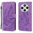 For Redmi 14C 4G Retro Skin Feel Butterflies Embossing Horizontal Flip Leather Phone Case(Purple) - 1