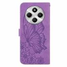 For Redmi 14C 4G Retro Skin Feel Butterflies Embossing Horizontal Flip Leather Phone Case(Purple) - 3