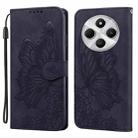 For Redmi A4 5G Retro Skin Feel Butterflies Embossing Horizontal Flip Leather Phone Case(Black) - 1