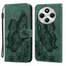 For Redmi A4 5G Retro Skin Feel Butterflies Embossing Horizontal Flip Leather Phone Case(Green) - 1