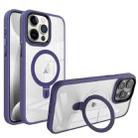 For iPhone 15 Pro Shield Armor MagSafe Holder Phone Case(Deep Purple) - 1