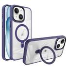 For iPhone 15 Shield Armor MagSafe Holder Phone Case(Deep Purple) - 1