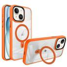 For iPhone 15 Shield Armor MagSafe Holder Phone Case(Orange) - 1