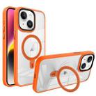 For iPhone 14 Shield Armor MagSafe Holder Phone Case(Orange) - 1