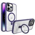For iPhone 14 Pro Shield Armor MagSafe Holder Phone Case(Deep Purple) - 1