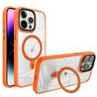 For iPhone 14 Pro Shield Armor MagSafe Holder Phone Case(Orange) - 1