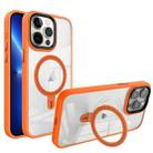 For iPhone 13 Pro Max Shield Armor MagSafe Holder Phone Case(Orange) - 1