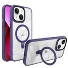 For iPhone 13 Shield Armor MagSafe Holder Phone Case(Deep Purple) - 1