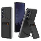 For Samsung Galaxy S25 5G GKK Rotor Bracket Recessed Card Bag Full Coverage Phone Case(Black) - 1