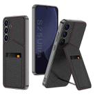 For Samsung Galaxy S25 5G GKK Rotor Bracket Recessed Card Bag Full Coverage Phone Case(Carbon Fibre Texture) - 1