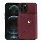 For iPhone 12 / 12 Pro Crossbody Zipper Card Bag RFID Anti-theft Phone Case(Wine Red) - 1