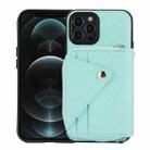 For iPhone 12 Pro Max Crossbody Zipper Card Bag RFID Anti-theft Phone Case(Mint Green) - 1