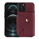 For iPhone 12 Pro Max Crossbody Zipper Card Bag RFID Anti-theft Phone Case(Wine Red) - 1