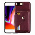 For iPhone 8 Plus / 7 Plus Crossbody Zipper Card Bag RFID Anti-theft Phone Case(Wine Red) - 1