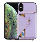 For iPhone XS / X Crossbody Zipper Card Bag RFID Anti-theft Phone Case(Purple) - 1