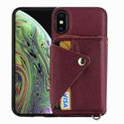 For iPhone XS / X Crossbody Zipper Card Bag RFID Anti-theft Phone Case(Wine Red) - 1