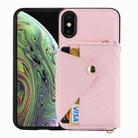 For iPhone XS Max Crossbody Zipper Card Bag RFID Anti-theft Phone Case(Pink) - 1