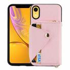 For iPhone XR Crossbody Zipper Card Bag RFID Anti-theft Phone Case(Pink) - 1