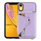 For iPhone XR Crossbody Zipper Card Bag RFID Anti-theft Phone Case(Purple) - 1