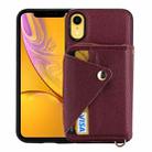 For iPhone XR Crossbody Zipper Card Bag RFID Anti-theft Phone Case(Wine Red) - 1