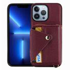 For iPhone 13 Pro Crossbody Zipper Card Bag RFID Anti-theft Phone Case(Wine Red) - 1