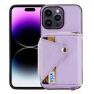 For iPhone 14 Pro Max Crossbody Zipper Card Bag RFID Anti-theft Phone Case(Purple) - 1