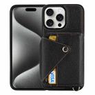 For iPhone 15 Pro Crossbody Zipper Card Bag RFID Anti-theft Phone Case(Black) - 1