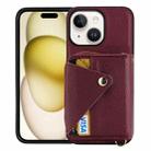 For iPhone 15 Plus / 14 Plus Crossbody Zipper Card Bag RFID Anti-theft Phone Case(Wine Red) - 1