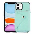 For iPhone 11 Crossbody Zipper Card Bag RFID Anti-theft Phone Case(Mint Green) - 1