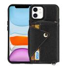 For iPhone 11 Crossbody Zipper Card Bag RFID Anti-theft Phone Case(Black) - 1