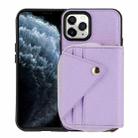 For iPhone 11 Pro Crossbody Zipper Card Bag RFID Anti-theft Phone Case(Purple) - 1