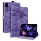 For Honor Pad X8a Cartoon Sakura Cat Embossed Leather Tablet Case(Purple) - 1