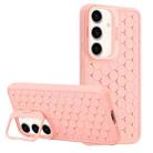 For Samsung Galaxy S24 5G Honeycomb Radiating Lens Holder Magsafe Phone Case(Pink) - 1