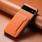 For Google Pixel 6a Calf Texture Card Bag Design Full Coverage Phone Case(Orange) - 2