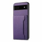 For Google Pixel 6a Calf Texture Card Bag Design Full Coverage Phone Case(Purple) - 1