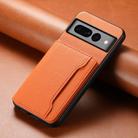 For Google Pixel 7 Pro 5G Calf Texture Card Bag Design Full Coverage Phone Case(Orange) - 2