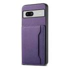 For Google Pixel 7a Calf Texture Card Bag Design Full Coverage Phone Case(Purple) - 1
