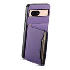For Google Pixel 8a Calf Texture Card Bag Design Full Coverage Phone Case(Purple) - 3