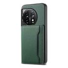 For OnePlus 11 Calf Texture Card Bag Design Full Coverage Phone Case(Green) - 1