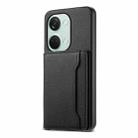 For OnePlus Ace 2V Calf Texture Card Bag Design Full Coverage Phone Case(Black) - 1