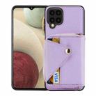 For Samsung Galaxy A12 Crossbody Zipper Card Bag RFID Anti-theft Phone Case(Purple) - 1
