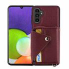 For Samsung Galaxy A14 Crossbody Zipper Card Bag RFID Anti-theft Phone Case(Wine Red) - 1