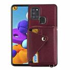 For Samsung Galaxy A21s Crossbody Zipper Card Bag RFID Anti-theft Phone Case(Wine Red) - 1