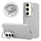 For Samsung Galaxy S24 5G Honeycomb Radiating Lens Holder Magsafe Phone Case with Lanyard(Grey) - 1