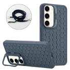 For Samsung Galaxy S23 5G Honeycomb Radiating Lens Holder Magsafe Phone Case with Lanyard(Blue) - 1