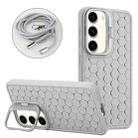 For Samsung Galaxy S23 5G Honeycomb Radiating Lens Holder Magsafe Phone Case with Lanyard(Grey) - 1