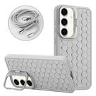 For Samsung Galaxy A54 5G Honeycomb Radiating Lens Holder Magsafe Phone Case with Lanyard(Grey) - 1